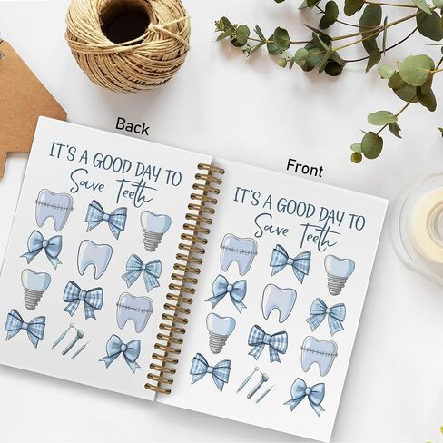 QLMX Coquette Dentist Spiral Notebook, Blue Bow Dentist Gifts Journal Notebook, Dental Assistant Must Haves Notebooks for School Work, Dental Office Supplies Gifts for Women Dentists, 5.5x8.3 Inch in Saudi Arabia