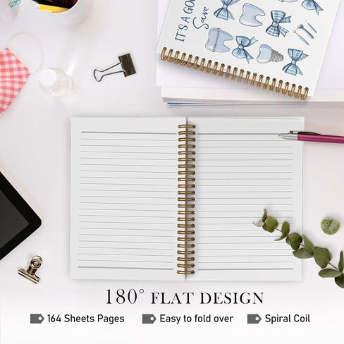 QLMX Coquette Dentist Spiral Notebook, Blue Bow Dentist Gifts Journal Notebook, Dental Assistant Must Haves Notebooks for School Work, Dental Office Supplies Gifts for Women Dentists, 5.5x8.3 Inch in Saudi Arabia