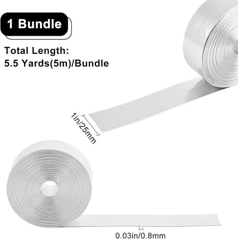 GORGECRAFT 5.5Yds x 1" Metallic Leather Straps Shiny Flat Silver Leather Cord Glossy Pu Leather Lace Stripper Beading String Ribbon Crafts Double Sided Strips Faux Supplies for Pillow Making Crafting in Saudi Arabia