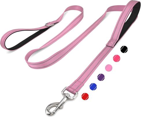 6 FT Dog Leash with 2 Padded Handle Nylon Reflective Dogs Leashes for Small Medium Large Dogs Black in Saudi Arabia