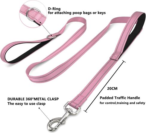 6 FT Dog Leash with 2 Padded Handle Nylon Reflective Dogs Leashes for Small Medium Large Dogs Black in Saudi Arabia