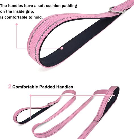 6 FT Dog Leash with 2 Padded Handle Nylon Reflective Dogs Leashes for Small Medium Large Dogs Black in Saudi Arabia