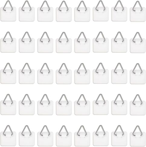 40Pcs Adhesive Picture Hangers Plate Hangers for The Wall Stick On Hooks Sticky Picture Frame Hooks for Pictures Frames Heavy Duty Pictures Hanging Hoops Without Nails in Saudi Arabia