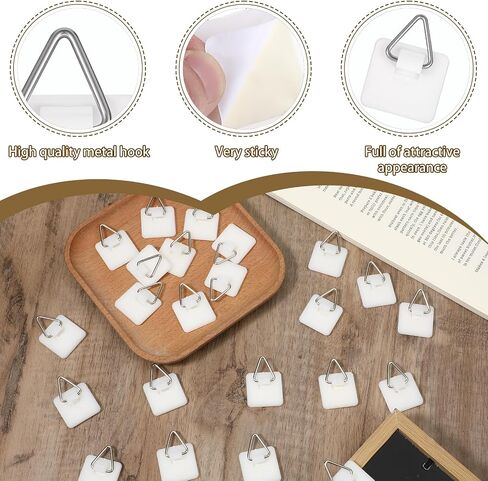 40Pcs Adhesive Picture Hangers Plate Hangers for The Wall Stick On Hooks Sticky Picture Frame Hooks for Pictures Frames Heavy Duty Pictures Hanging Hoops Without Nails in Saudi Arabia