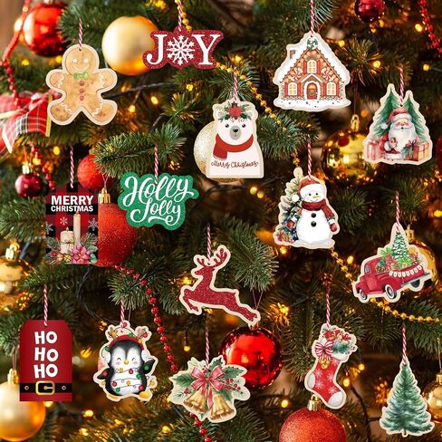 60 PCS عيد الميلاد هدايا مع سلسلة ، عيد الميلاد سانتا اسم هدية العلامات لقضاء العطلات ، بريق براون الورق كرافت هدايا ، ملصقات هدايا عيد الميلاد لعيد الميلاد هدايا التفاف (10 تصميمات متنوعة) in Kuwait