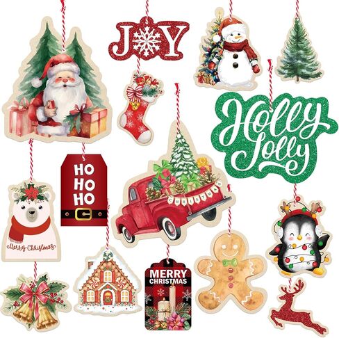 60 PCS عيد الميلاد هدايا مع سلسلة ، عيد الميلاد سانتا اسم هدية العلامات لقضاء العطلات ، بريق براون الورق كرافت هدايا ، ملصقات هدايا عيد الميلاد لعيد الميلاد هدايا التفاف (10 تصميمات متنوعة) in Kuwait