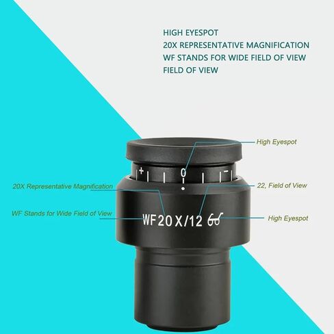 Eujgoov 20x مجال عرض واسع ، تعديل Diopter Zoom العدسة المجهر الرقمي مع واجهة 30 مم لاستريو مناسبة لسلسلة العدسة البصرية جسم معدني in Kuwait