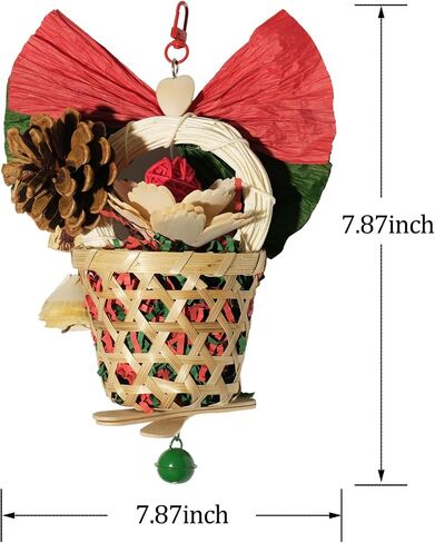 Bird Toys Foraging Shredder Hanging Toys Rope Perch with Bell Parakeet Toy Parrot Swing Climbing Standing Toys Bird Cage Accessories for Conure Cockatiel Budgies Lovebird, Green in Kuwait