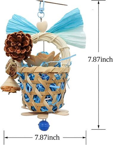 Bird Toys Foraging Shredder Hanging Toys Rope Perch with Bell Parakeet Toy Parrot Swing Climbing Standing Toys Bird Cage Accessories for Conure Cockatiel Budgies Lovebird, Green in Kuwait