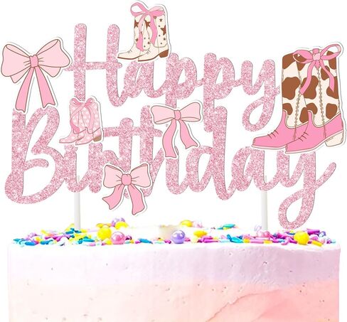 Cowgirls Boots Bows Cake Topper Coquette Cowgirl Birthday Cake Decorations Glitter Pink Cowgirls Boots Cake Picks Western Cowgirl Bow Birthday Party Supplies for Boots and Bows Baby Shower Decor in Saudi Arabia