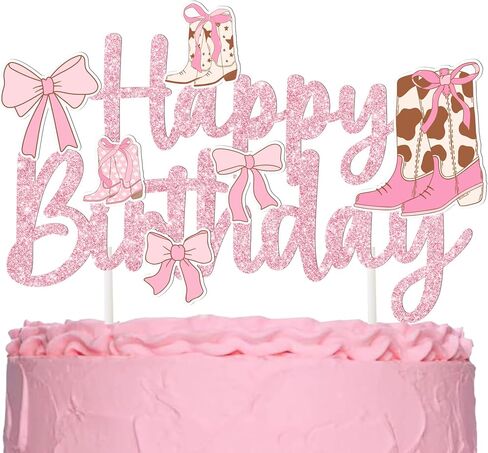 Cowgirls Boots Bows Cake Topper Coquette Cowgirl Birthday Cake Decorations Glitter Pink Cowgirls Boots Cake Picks Western Cowgirl Bow Birthday Party Supplies for Boots and Bows Baby Shower Decor in Saudi Arabia