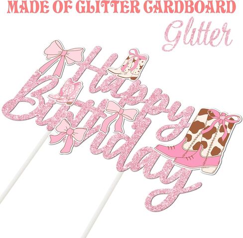 Cowgirls Boots Bows Cake Topper Coquette Cowgirl Birthday Cake Decorations Glitter Pink Cowgirls Boots Cake Picks Western Cowgirl Bow Birthday Party Supplies for Boots and Bows Baby Shower Decor in Saudi Arabia