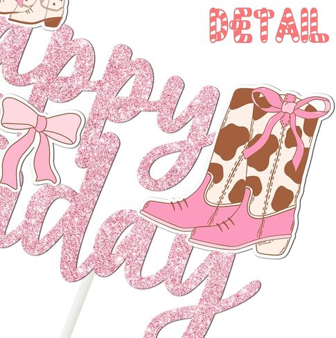 Cowgirls Boots Bows Cake Topper Coquette Cowgirl Birthday Cake Decorations Glitter Pink Cowgirls Boots Cake Picks Western Cowgirl Bow Birthday Party Supplies for Boots and Bows Baby Shower Decor in Saudi Arabia