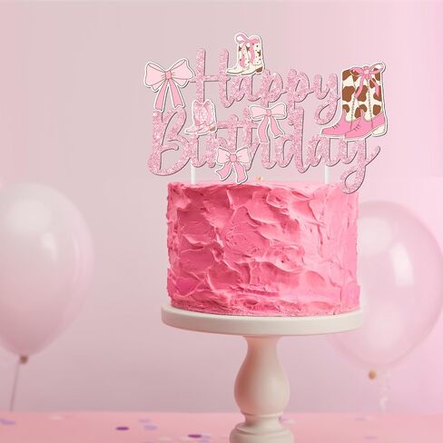 Cowgirls Boots Bows Cake Topper Coquette Cowgirl Birthday Cake Decorations Glitter Pink Cowgirls Boots Cake Picks Western Cowgirl Bow Birthday Party Supplies for Boots and Bows Baby Shower Decor in Saudi Arabia