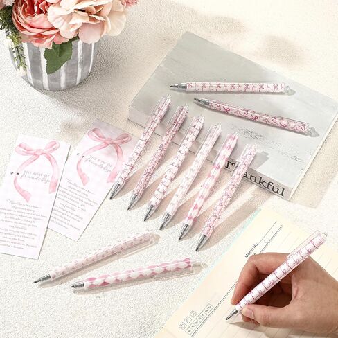 30 Set Preppy Pink Coquette Bow Mechanical Pencil Bow of Friendship Bookmark Card 6 Styles Eternal Pencil Kawaii School Supplies Gift for BFF Daughter Student Classmate Friend in Saudi Arabia