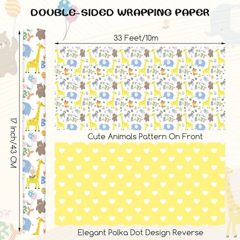 دش رضيع للاستحمام القابل للانعكاس ، لفة ورقة 17 بوصة × 33 قدمًا وورقة جديدة لتصميم الطفل للاستحمام المحايدة للطفل ، وولد حديث ، والاحتفال الأول ، والاحتفال in Kuwait