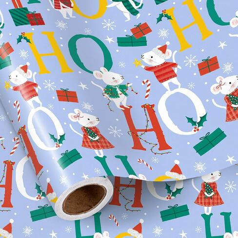 RUSPEPA Christmas Cow Wrapping Paper Roll, Mini Roll, Cute Highland Cow with Wreath & Scarf, Floral and Greenery, Gift Wrap for Kids, Women, Family, Farmhouse Style Xmas Gifts, 17 Inches x 16.4 Feet in Saudi Arabia