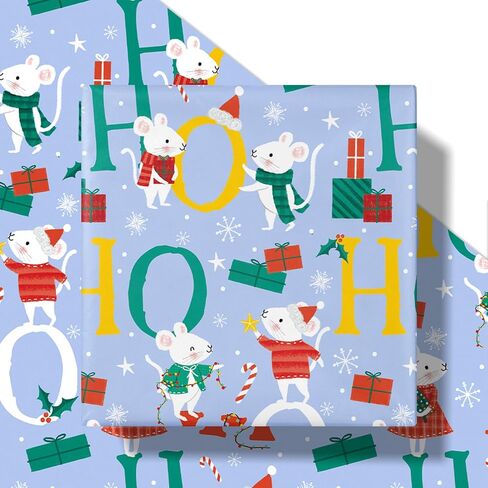 RUSPEPA Christmas Cow Wrapping Paper Roll, Mini Roll, Cute Highland Cow with Wreath & Scarf, Floral and Greenery, Gift Wrap for Kids, Women, Family, Farmhouse Style Xmas Gifts, 17 Inches x 16.4 Feet in Saudi Arabia
