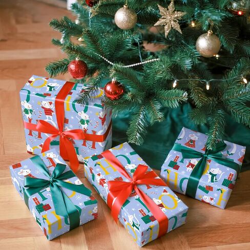 RUSPEPA Christmas Cow Wrapping Paper Roll, Mini Roll, Cute Highland Cow with Wreath & Scarf, Floral and Greenery, Gift Wrap for Kids, Women, Family, Farmhouse Style Xmas Gifts, 17 Inches x 16.4 Feet in Saudi Arabia