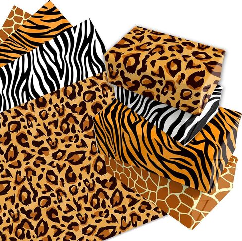 12 ورقة طباعة حيوانات ملفوف مجموعة 4 Safari Leopard Zebra Tiger Giraffe Design Gift Jungle Animal Pur Paw Print Print For Birthday Baby Shower Crafts ، 20 'x 27' ' in Kuwait