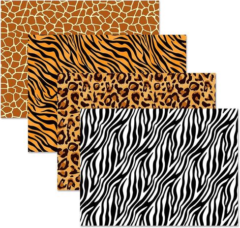 12 ورقة طباعة حيوانات ملفوف مجموعة 4 Safari Leopard Zebra Tiger Giraffe Design Gift Jungle Animal Pur Paw Print Print For Birthday Baby Shower Crafts ، 20 'x 27' ' in Kuwait