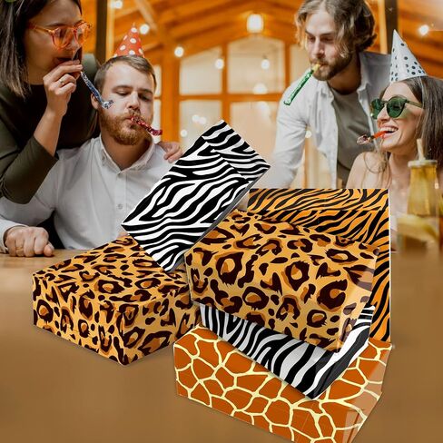 12 ورقة طباعة حيوانات ملفوف مجموعة 4 Safari Leopard Zebra Tiger Giraffe Design Gift Jungle Animal Pur Paw Print Print For Birthday Baby Shower Crafts ، 20 'x 27' ' in Kuwait