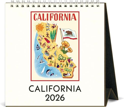 Cavallini 2026 California Easel Desk Calendar ، 6 × 6.5 بوصة ، و 12 شهرًا تقويم مكتب دافع لمدة شهر ، مثالي لعشاق كاليفورنيا ، صغير ولطيف in Kuwait