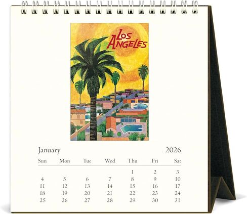 Cavallini 2026 California Easel Desk Calendar ، 6 × 6.5 بوصة ، و 12 شهرًا تقويم مكتب دافع لمدة شهر ، مثالي لعشاق كاليفورنيا ، صغير ولطيف in Kuwait