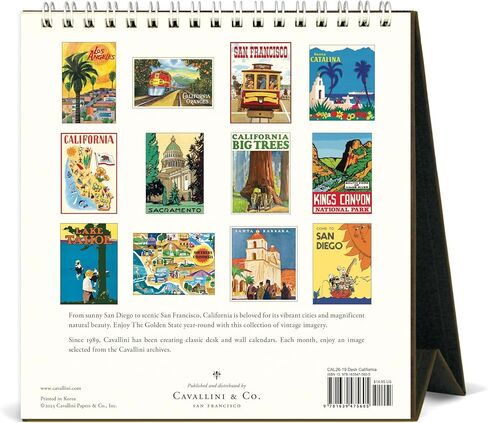 Cavallini 2026 California Easel Desk Calendar ، 6 × 6.5 بوصة ، و 12 شهرًا تقويم مكتب دافع لمدة شهر ، مثالي لعشاق كاليفورنيا ، صغير ولطيف in Kuwait