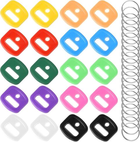 20PCS Silicone Key Tags with Labels, Colorful Key Covers Caps, Key Identifiers, Durable Keys Labels with Loop and Blank Label Paper for Standard Regular Thin Flat Keys in Kuwait