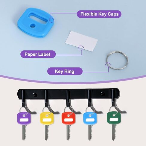 20PCS Silicone Key Tags with Labels, Colorful Key Covers Caps, Key Identifiers, Durable Keys Labels with Loop and Blank Label Paper for Standard Regular Thin Flat Keys in Kuwait
