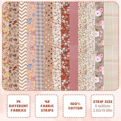 42pcs نسيج خياطة اللحف الهلام ، 2.52x19.69in jellyroll لحاف قطعة قماش ناعمة ما قبل القطع وشرائح لفة الخياطة قبل الغسيل لخطوط لفة لحرف اللحف in Kuwait