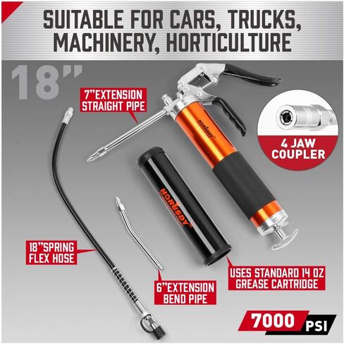 HORUSDY Mini Pistol Grip Grease Gun, with 3 OZ. Grease & Coupler (2900 PSI) in Kuwait