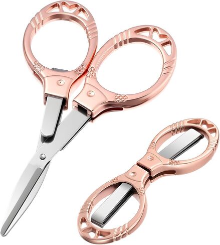 2 Piece Stainless Steel Portable Mini Small Traveling Scissors, Foldable Travel Mini Folding Scissor, Portable Travel Scissors, Safety Pocket Badge Small Scissor for Home Office in Kuwait