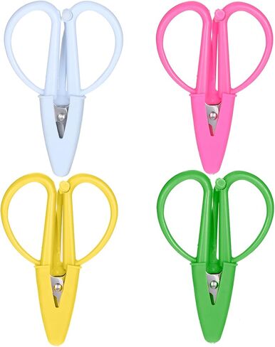 4 Pcs Multicolor Tiny Travel Scissors Mini Scissors Set 2.6x1.7 Inch Stainless Steel Detail Sewing Scissor Tiny Small Scissor with Cover for Sewing Crafts Yarn in Kuwait