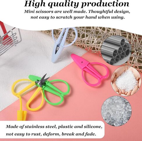 4 Pcs Multicolor Tiny Travel Scissors Mini Scissors Set 2.6x1.7 Inch Stainless Steel Detail Sewing Scissor Tiny Small Scissor with Cover for Sewing Crafts Yarn in Kuwait
