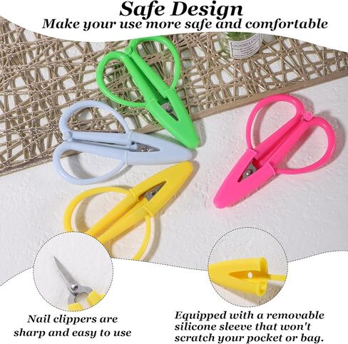 4 Pcs Multicolor Tiny Travel Scissors Mini Scissors Set 2.6x1.7 Inch Stainless Steel Detail Sewing Scissor Tiny Small Scissor with Cover for Sewing Crafts Yarn in Kuwait