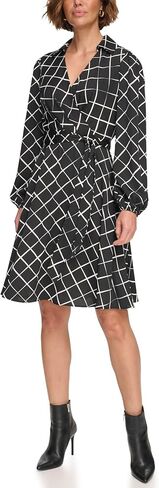 DKNY Women's Long Sleeve Faux Wrap Dress in Kuwait