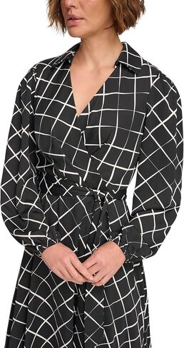 DKNY Women's Long Sleeve Faux Wrap Dress in Kuwait