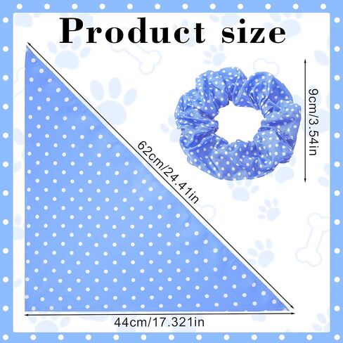 Sanwuta Dog Bandanas & Matching Hair Scrunchie Set Blue Dot Spring Summer Clothes Pet Scarf Bibs Bandana for Owner and Dog Matching Large Medium Puppy in Saudi Arabia