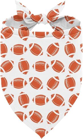 Fall Rugby Game Dog Bandana, Adjustable Comfortable Triangle Dog Scarf, White Pet Kerchief with Football Pattern for Small Medium Boy and Girl Dogs, Holiday Dogs Gift in Saudi Arabia