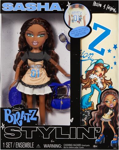 دمية Bratz Stylin 'Sasha Fashion مع تي شيرت قابل للتخصيص لك وإكسسوارات in Kuwait