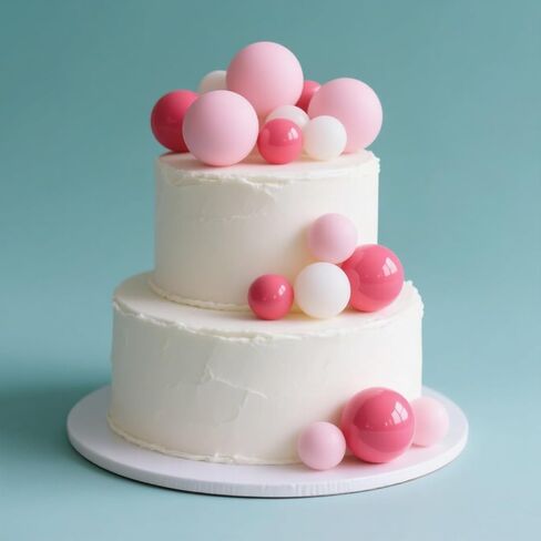 48pcs كرات الكعكة توببر ديكورات البالونات الصغيرة الكعكة العصي العصي كرات الرغوة cupcake تختار تزيين لحفل زفاف طفل عيد ميلاد لوازم حفلة (أسود ، ذهبي ، أبيض) in Kuwait