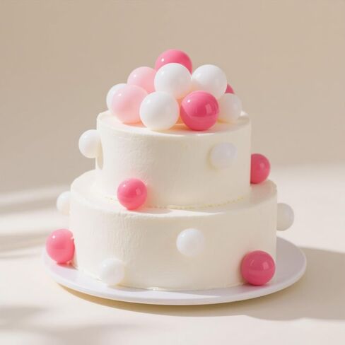 48pcs كرات الكعكة توببر ديكورات البالونات الصغيرة الكعكة العصي العصي كرات الرغوة cupcake تختار تزيين لحفل زفاف طفل عيد ميلاد لوازم حفلة (أسود ، ذهبي ، أبيض) in Kuwait