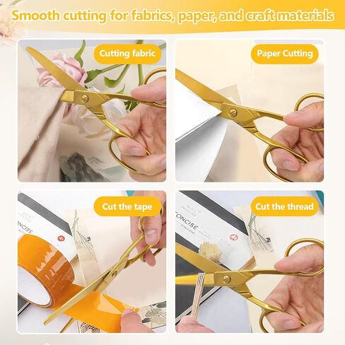 Gold Scissors for Office and Home Use, 7.3 Inch Stainless Steel Desk Scissors with Comfort Grip, Sharp Blades for Paper, Craft, Fabric, General Purpose Cutting, Elegant Gold Finish in Saudi Arabia