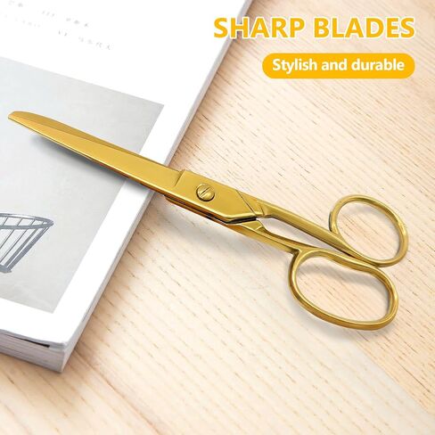 Gold Scissors for Office and Home Use, 7.3 Inch Stainless Steel Desk Scissors with Comfort Grip, Sharp Blades for Paper, Craft, Fabric, General Purpose Cutting, Elegant Gold Finish in Saudi Arabia