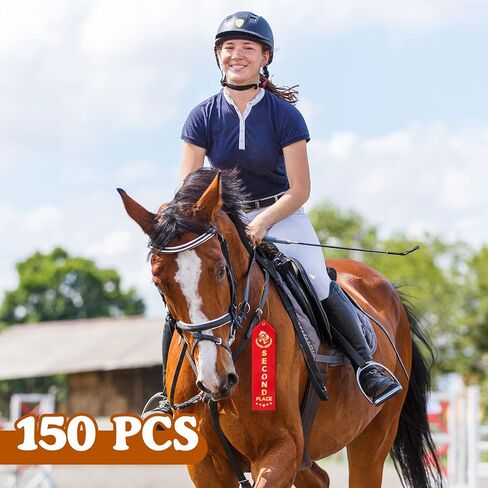 72 PCS Horse Show Award Ribbons ، مجموعة Colded Place ذات المركز الأول - السادس ، وشريط المشاركة مع بطاقة الحدث والحبل ، وشرائط التعرف على الفائز للمنافسة ، والحدث الرياضي ، وحلي المسابقة in Kuwait