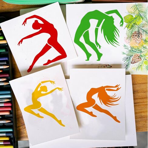 FINGERINSPIRE 9PCS Dancing Woman Stencils for Painting with Brush 5.9x5.9inch Reusable Woman Silhouette Template Hollowed Dance Performance Stencil Plastic PET Character Theme Template for Wall Decor in Saudi Arabia
