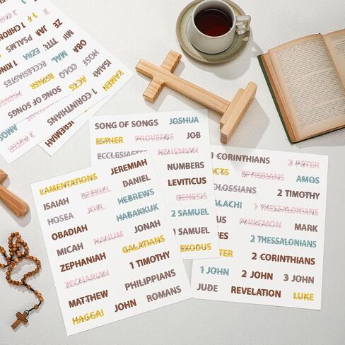 Marspark 6 Pcs Books of The Bible Header Stickers Study Supplies Reading Tracker Bible Book Title Chapter Stickers for Scrapbooks Bottles Computer Planner Diary Album All 66 Books Title, 3 Styles in Saudi Arabia