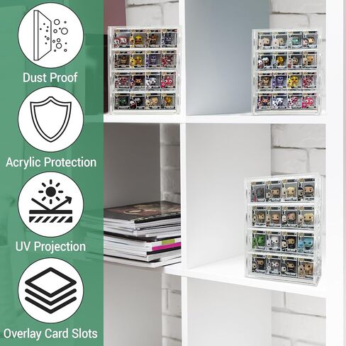Acrylic Display Case Compatible with Funko Bitty Pop – Clear Tiered Stand for Mini Figures & Collectibles, Protective Display Box for Bittys & Miniatures in Saudi Arabia